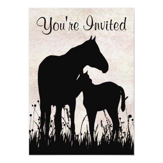 Pretty Silhouette Mare And Foal Horse Baby Shower Invitation Pretty Silhouette Mare And Foal Horse Baby Shower Invitation Zazzle