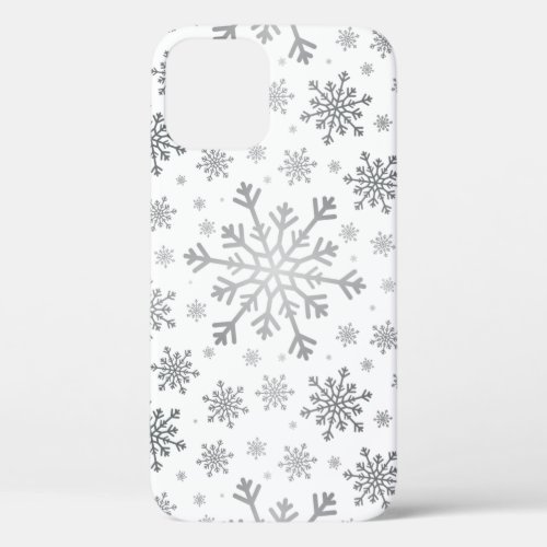 Pretty Silver Christmas Snowflakes on Winter White iPhone 12 Pro Case