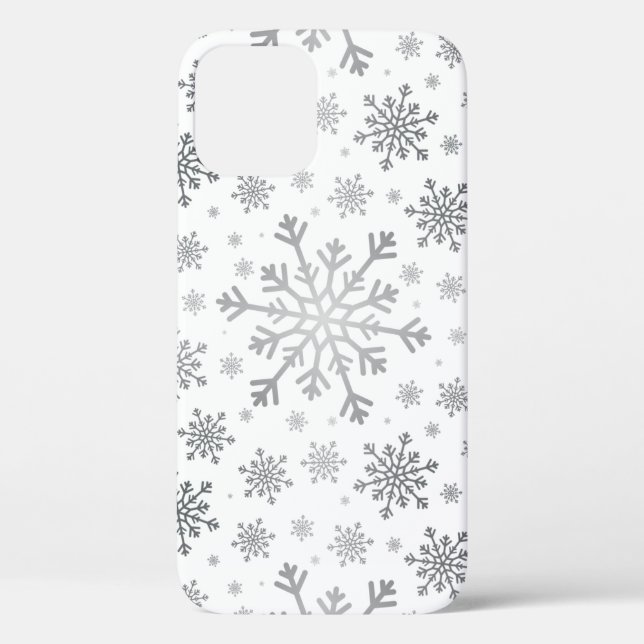 Pretty Silver Christmas Snowflakes on Winter White Case-Mate iPhone Case (Back)