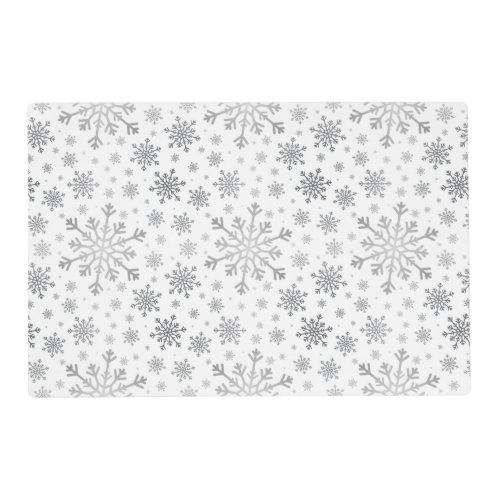 Pretty Silver Christmas Snowflakes on Winter White Placemat