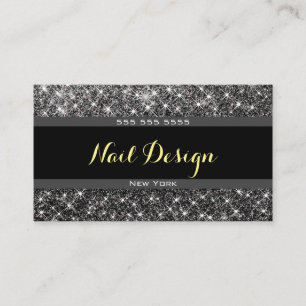 Pretty Silver Glitter Glam Stars Appointment Field Business Card