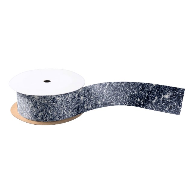 Pretty Silver Gray Glitter Style Design Satin Ribbon (Spool)