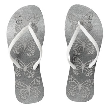 Pretty Silver Grey Butterflies Monogram Flip Flops Pretty Silver Grey Butterflies Monogram Flip Flops