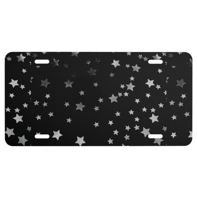 Pretty Silver Stars License Plate (Front)