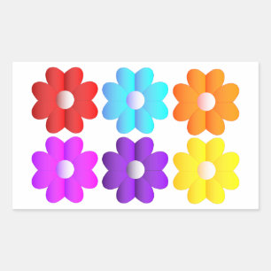 Pretty simple colors white flowers graphics art rectangular sticker