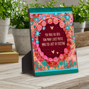 Pretty Simple Floral Hearts Inspiring Quote Plaque
