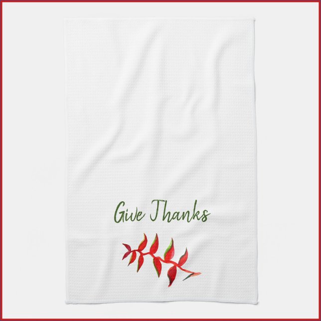 Pretty Simple Give Thanks Floral Kitchen Towel (Creator Uploaded)