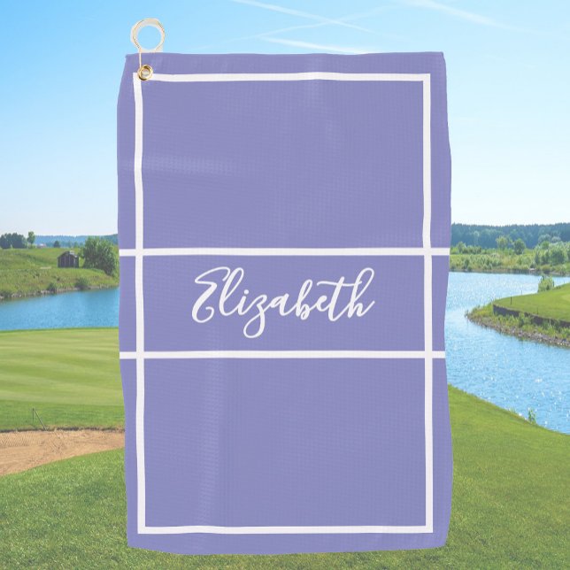 Pretty simple periwinkle blue custom name womens golf towel (Creator Uploaded)