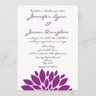 Pretty Simple Purple Flower Wedding Invitations