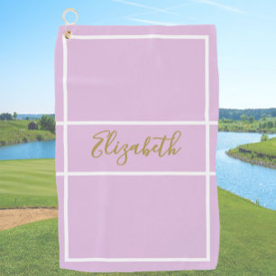 Pretty simple purple with custom name ladies  golf towel