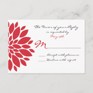 Pretty Simple Red Flower Art Wedding RSVP Cards