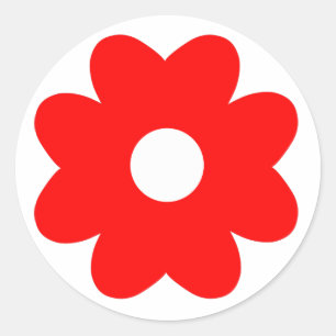 Pretty simple red white flower graphics art classic round sticker