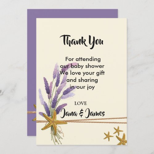 pretty Simple starfish  thank you Invitation