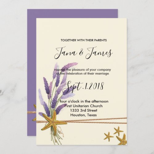 pretty Simple starfish   wedding Invitation