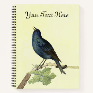 Pretty Singing Blackbird on Branch Caterpillar Notebook