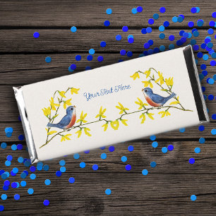 Pretty Singing Blue Red Bird Yellow Flowers Hershey Bar Favors
