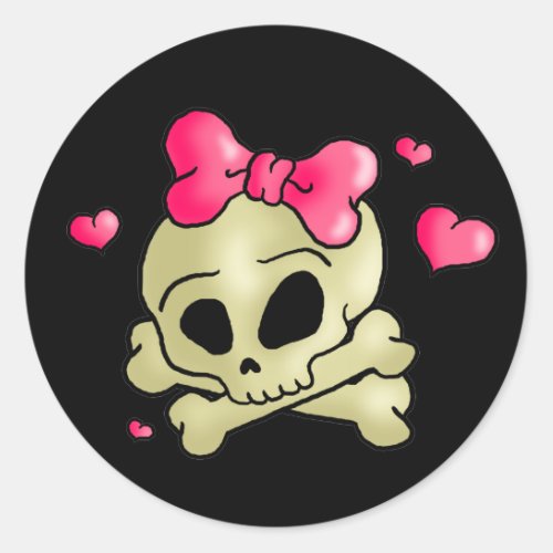 Pretty skull classic round sticker
