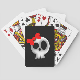 Pretty Skull with Red Bow Poker Cards
