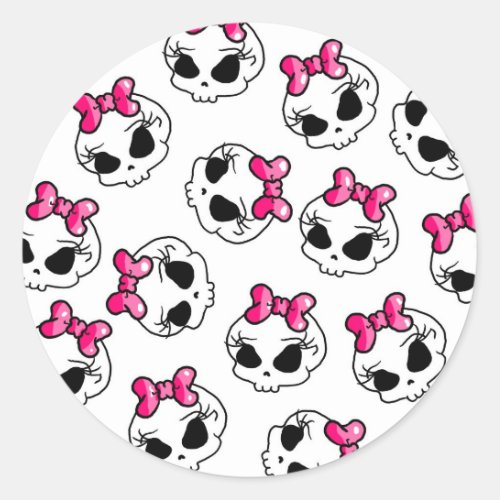 Pretty skulls classic round sticker