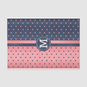 Pretty Slate Blue and Coral - Monogram Tissue Paper