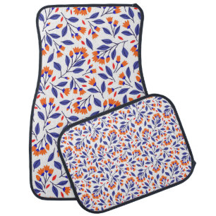 Pretty small orange flowers seamless pattern car floor mat