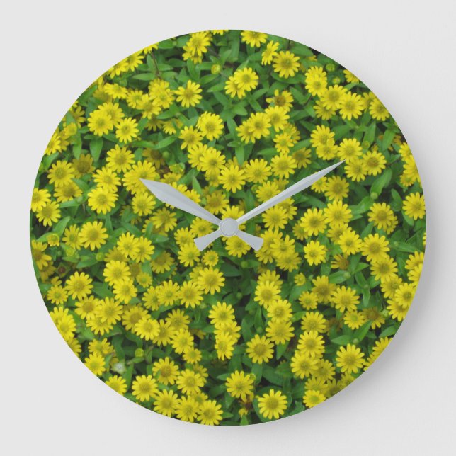 Pretty Small Yellow Flowers Large Clock (Front)