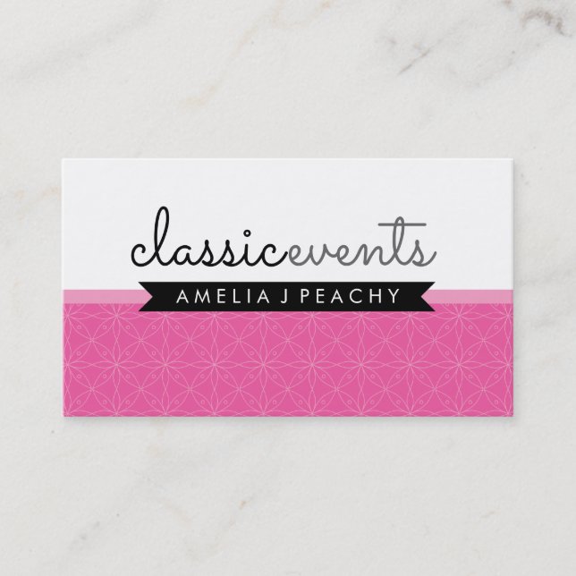 PRETTY SMART modern simple cute classy pink black Business Card (Front)