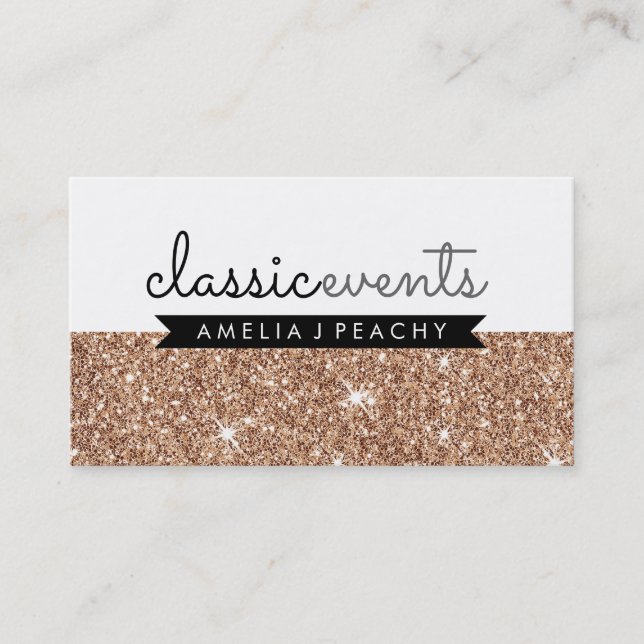 PRETTY SMART modern simple cute rose gold glitter Business Card (Front)