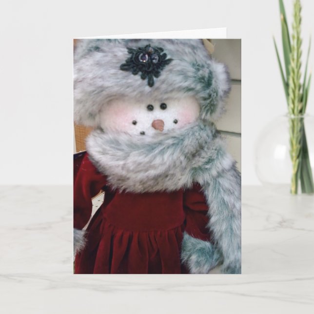 "PRETTY SNOW WOMAN" CHRISTMAS WISHES HOLIDAY CARD (Front)