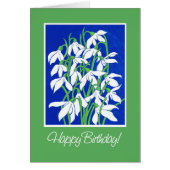 Pretty Snowdrops on Blue and Green Winter Birthday (Front)