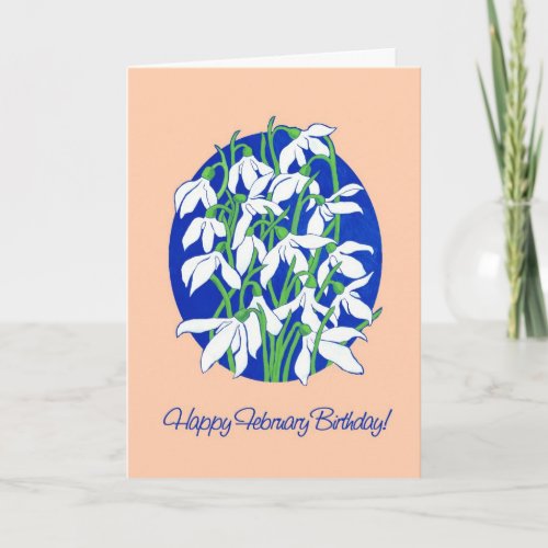 Pretty Snowdrops on Blue for a February Birthday Card