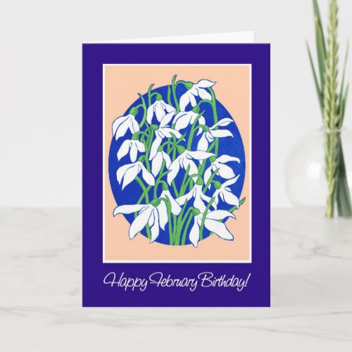 Pretty Snowdrops on Blue for a February Birthday Card