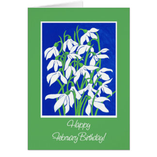 Pretty Snowdrops on Blue for a February Birthday Cards