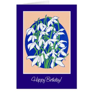 Pretty Snowdrops on Blue for a February Birthday Cards
