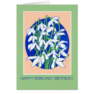 Pretty Snowdrops on Blue for a February Birthday Cards