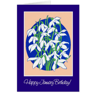 Pretty Snowdrops on Blue for a January Birthday Cards