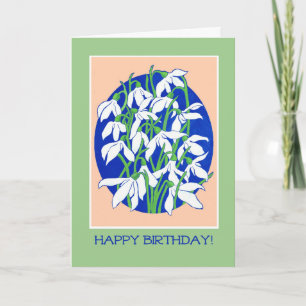 Pretty Snowdrops on Blue for a Winter Birthday Card