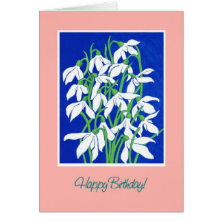 Pretty Snowdrops on Blue for a Winter Birthday Cards