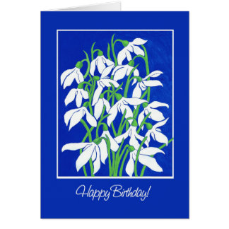 Pretty Snowdrops on Blue for a Winter Birthday Cards