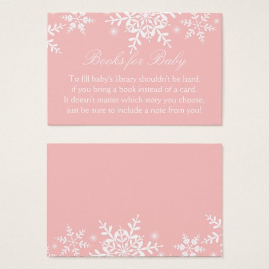 Pretty Snowflakes Baby Shower Bring a Book Card (Front & Back)