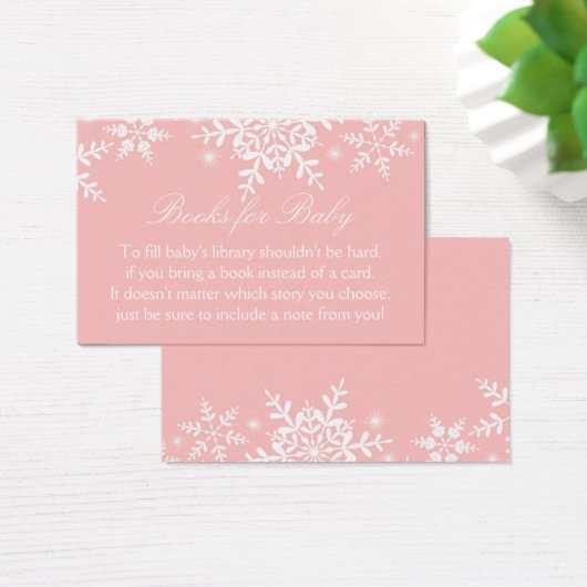 Pretty Snowflakes Baby Shower Bring a Book Card (Desk)
