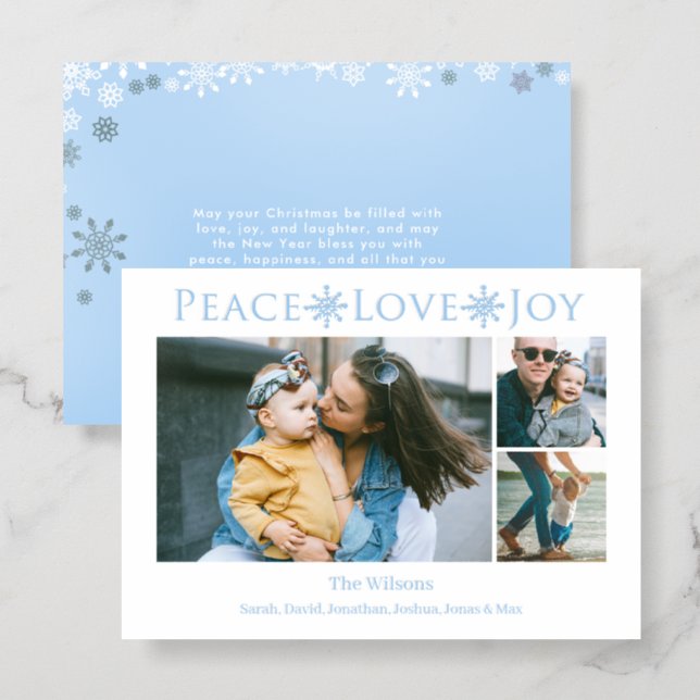 Pretty Snowflakes Christmas Holidays Letterpress Photo Cards (Front/Back)