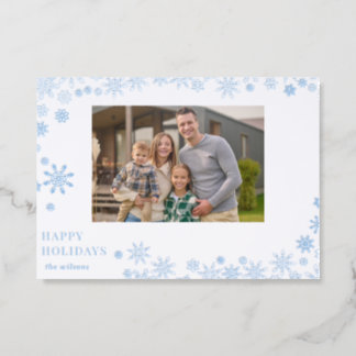 Pretty snowflakes Christmas Holidays  Letterpress Photo Cards