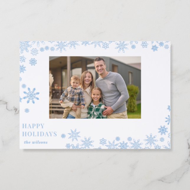 Pretty snowflakes Christmas Holidays  Letterpress Photo Cards (Front)