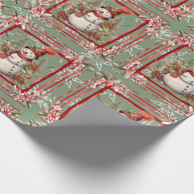 Pretty Snowman Elegant Christmas Gift  Wrapping Paper (Corner)