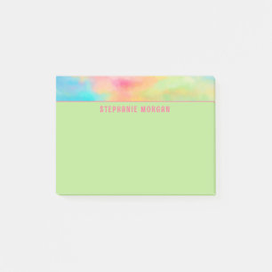 Pretty Soft Aqua Green Watercolor Name Post-it Notes