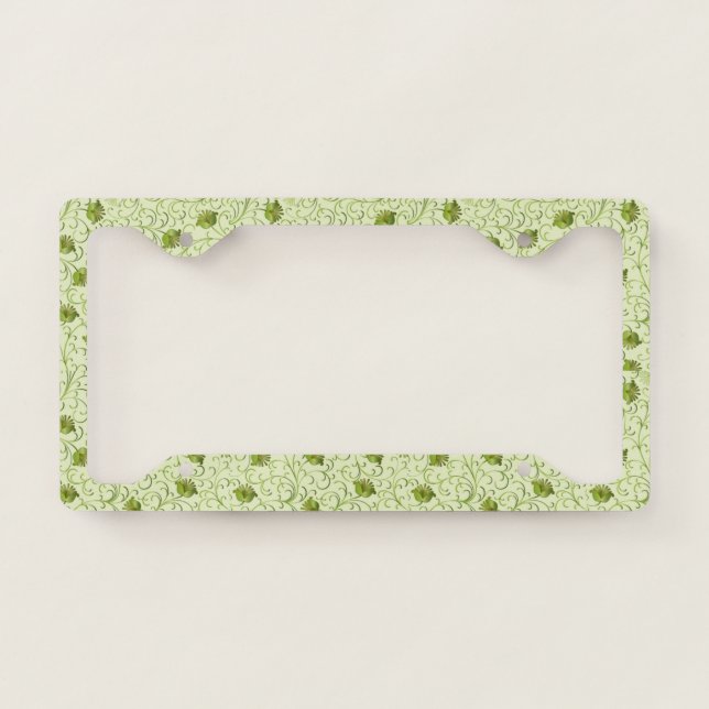 Pretty Soft Green Floral License Plate Frame (Front)
