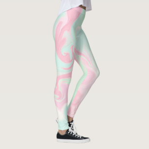 Pretty Soft Mint Green Pink Swirl Design Leggings