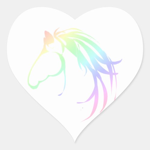 Pretty Soft Pastel Pink  Blue Horse Head Logo Heart Sticker