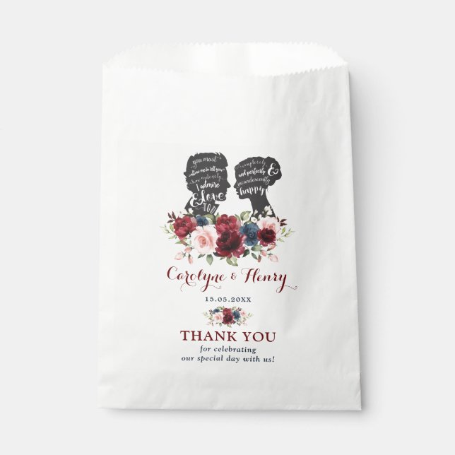 Pretty Soft Pink Floral Botanical Greenery Wedding Favor Bag (Front)